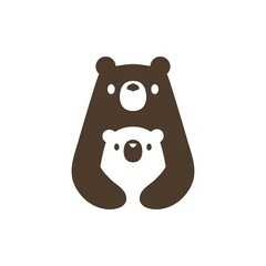 bear mom and son cub logo vector icon illustration - 415099581