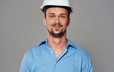 A business man with a helmet on his head Builder architect