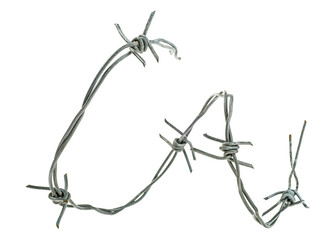 Barbed wire isolated on a white background. Security barbed wire fence.