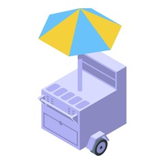 Cart with buns icon. Isometric of cart with buns vector icon for web design isolated on white background