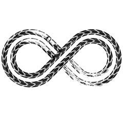 Infinity symbol . Looped Vector Print Textured Tire Track .Grunge Design Element . Bike thread silhouette