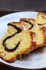 Homemade sponge cake with cocoa.