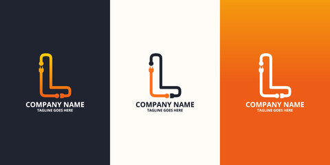 Electric initial letter L Logo Icon Template. Illustration vector graphic. Design concept Electrical plug  With letter symbol. Perfect for corporate, more technology brand identity