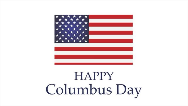 Happy Columbus Day. Video illustration on white background.