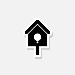 Bird house sticker icon isolated on white background