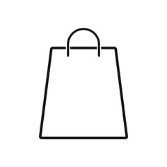Shopping bag icon. Paper market bag linear icon.