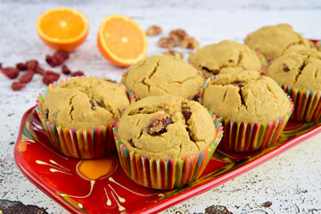 Homemade Cranberry Orange Walnut Muffins. Christmas Baking Idea