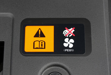 Warning label on a new vehicle