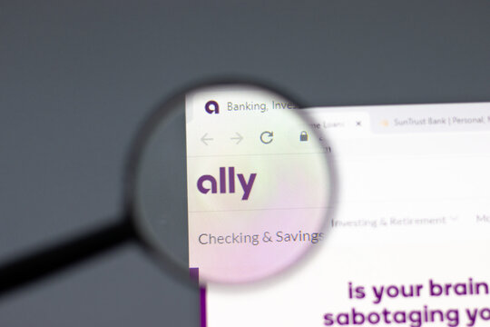 New York, USA - 15 February 2021: Ally Financial Website In Browser With Company Logo, Illustrative Editorial.