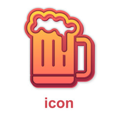 Gold Wooden beer mug icon isolated on white background. Vector.