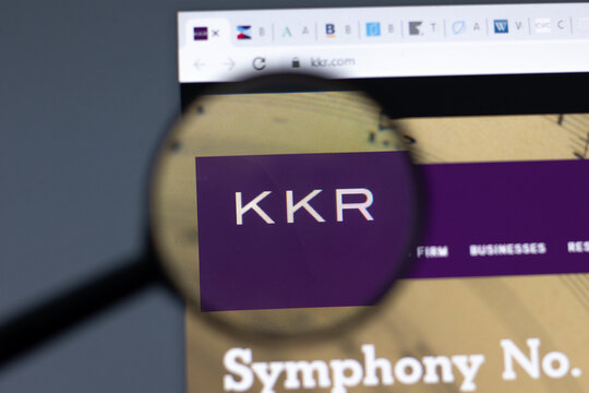 New York, USA - 15 February 2021: KKR Kohlberg Kravis Roberts website in browser with company logo, Illustrative Editorial.