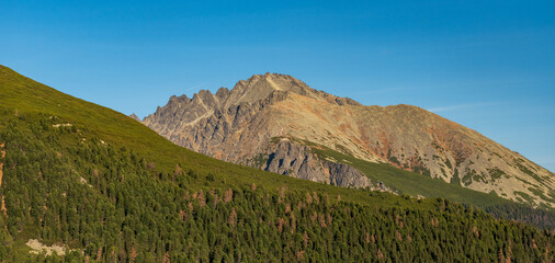 Autumn Vysoke Tatry mountains - part of Hreben Bast mountain ridge above Mlynicka dolina valley in...