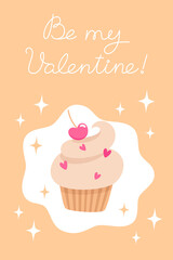 Valentine's day greeting card in a flat style