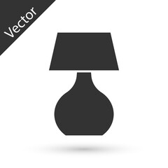 Grey Table lamp icon isolated on white background. Desk lamp. Vector.