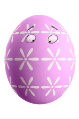 Large picture of an isolated easter egg with a floral pattern and eyes.