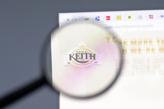 New York, USA - 15 February 2021: Ben E Keith Company website in browser with company logo, Illustrative Editorial.