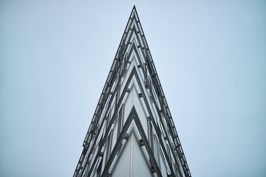 triangle building with a clear sky