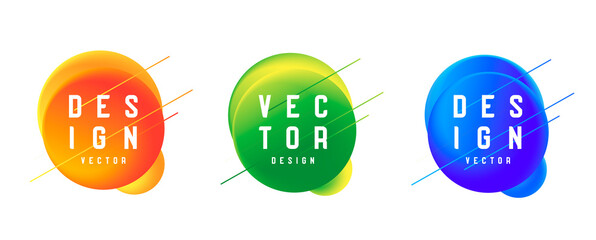 Set of modern graphic design elements, 3d circles in three colors with diagonal lies forming dynamic composition