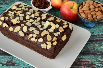 Apple Raisin Chocolate Almond Cake. 
