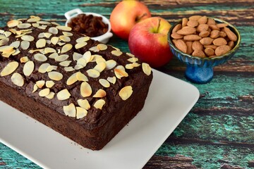 Apple Raisin Chocolate Almond Cake. 
