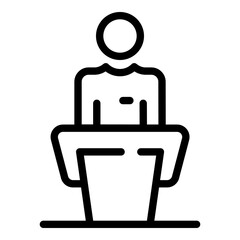 Speaker tribune icon. Outline speaker tribune vector icon for web design isolated on white background