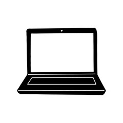 laptop icon, sticker. sketch hand drawn doodle style. vector, minimalism, monochrome. electrician, technology, blank screen, space for text.