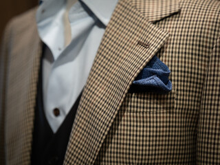 Close up of tailor suit jacket blazer detail