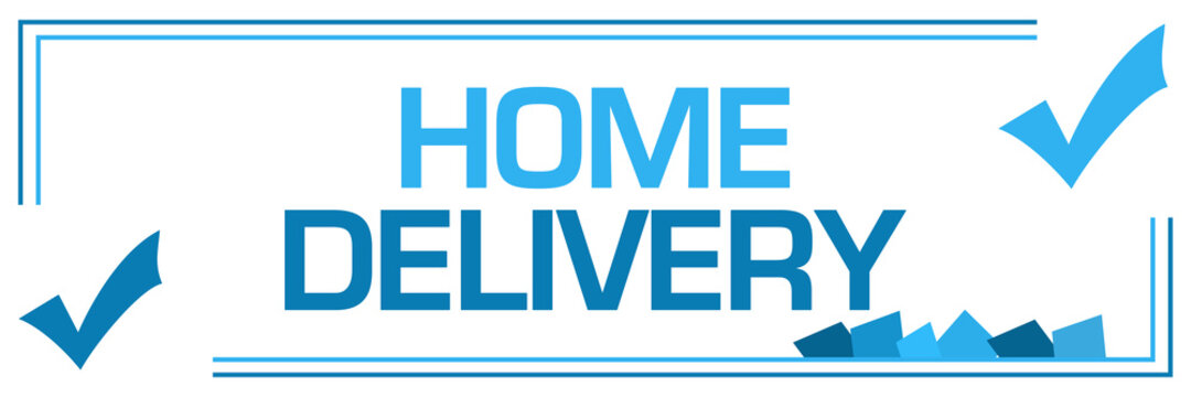 Home Delivery Blue Borders Tick Marks Corner Horizontal 