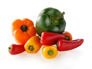 multicolor fruits of sweet pepper vegetable close up