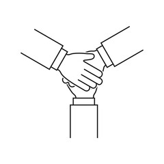 Fototapeta premium Hands together line icon, teamwork sign on white background