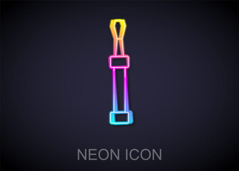 Glowing neon line Screwdriver icon isolated on black background. Service tool symbol. Vector.