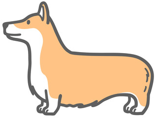 横向きのウェルシュコーギーのイラスト