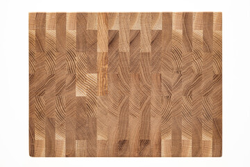 Cross section of oak wood cutting board. Oak rectangular wooden chopping board. 