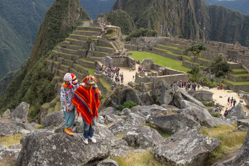 View from ancient inka city Machu Pichu in Peru