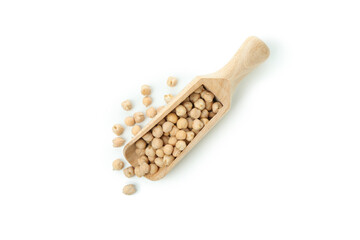 Scoop with chickpea isolated on white background