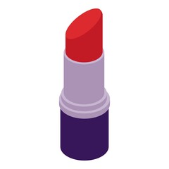Red fashion lipstick icon. Isometric of red fashion lipstick vector icon for web design isolated on white background