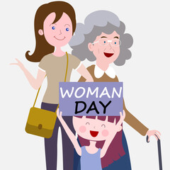8 March International Women's Day. Womens of different ages.
