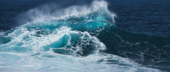 Fototapeta na wymiar Sea wave with beautiful texture, color and white foam