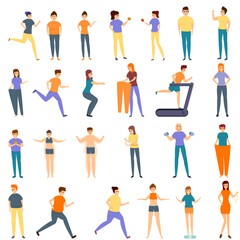 Slimming icons set. Cartoon set of slimming vector icons for web design