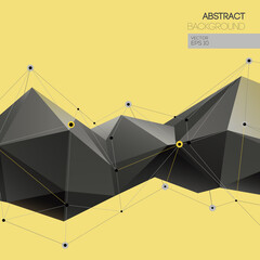 Hi-tech digital abstract Geometric background and construction points on trendy grey and yellow colors. triangular geometric background for cover design in grey yellow colors. Vector template	