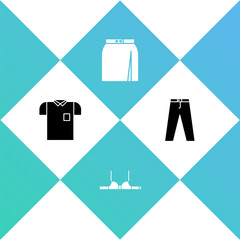Set Polo shirt, Bra, Skirt and Pants icon. Vector.