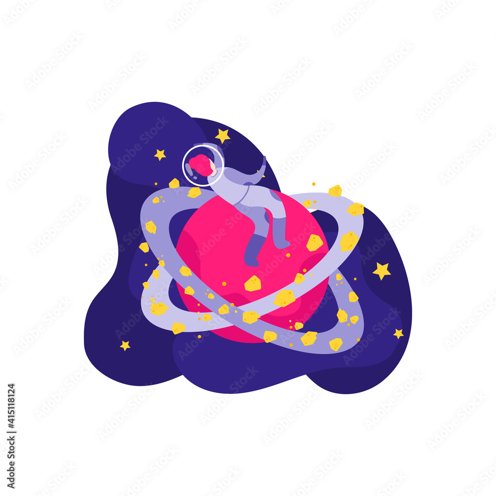 Sticker orbit drifting astronaut composition