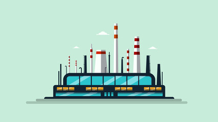 Fototapeta premium Factory with smokestacks vector cartoon