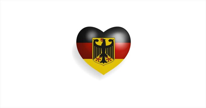 Heart beating with Germany flag with coat of arms. 3D Seamless Animation. Loopable animation of rendered heart on white background. For mailing, greeting card, web site, shop&hellip;