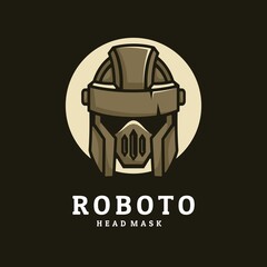 Vector Logo Illustration Mask Simple Mascot Style.