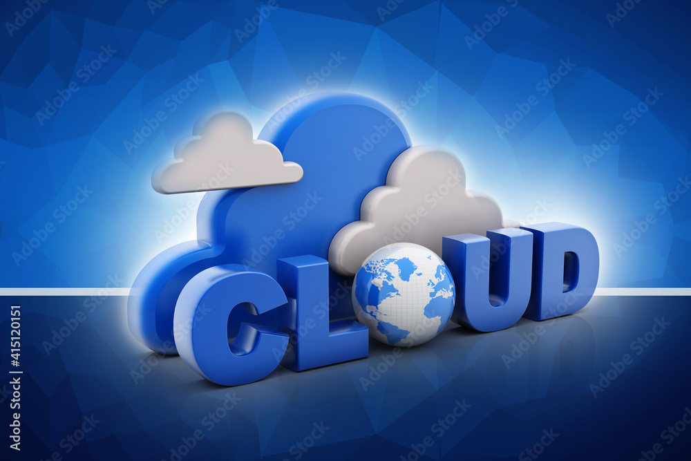 Poster 3d rendering technology cloud computing