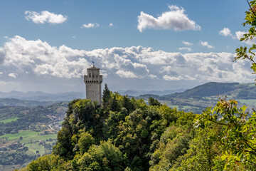 Beautiful view of Montale, or Terza Torre, one of the towers of the city of San Marino
