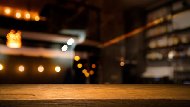 dark brown top of bar and free space for your glass