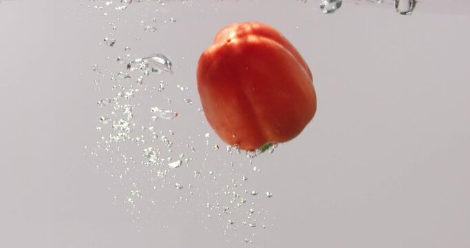Boiling of a red bulgarian pepper