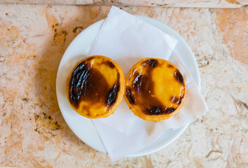 Portuguese typical sweet dessert called pastel de nata